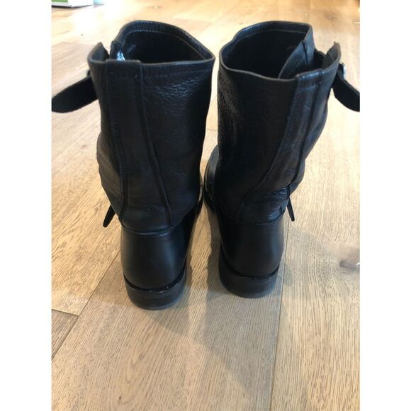 Frye Black Leather Moto Ankle Boots, Women’s 6 - Picture 2 of 7
